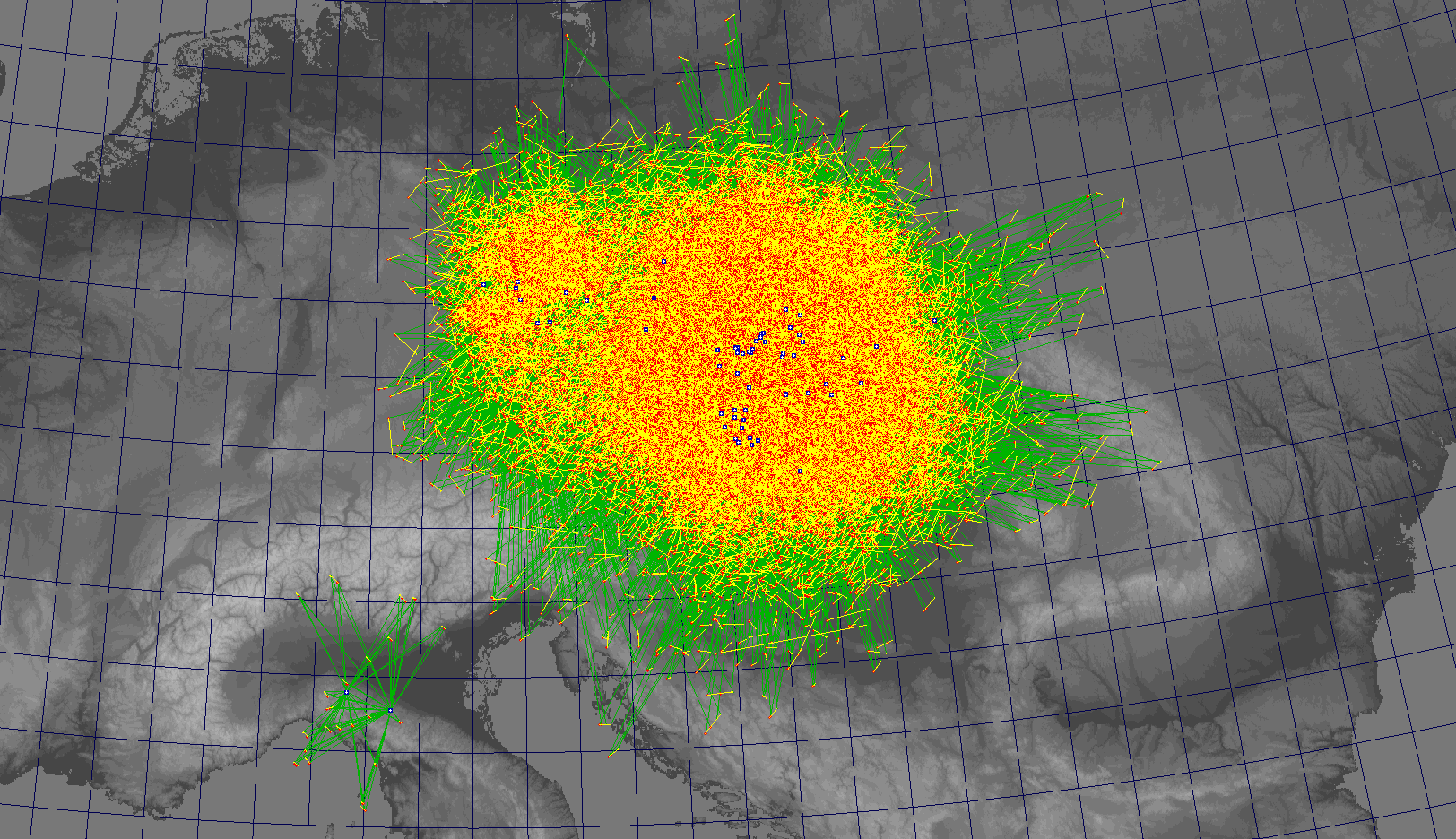 Ground projection of captured meteors