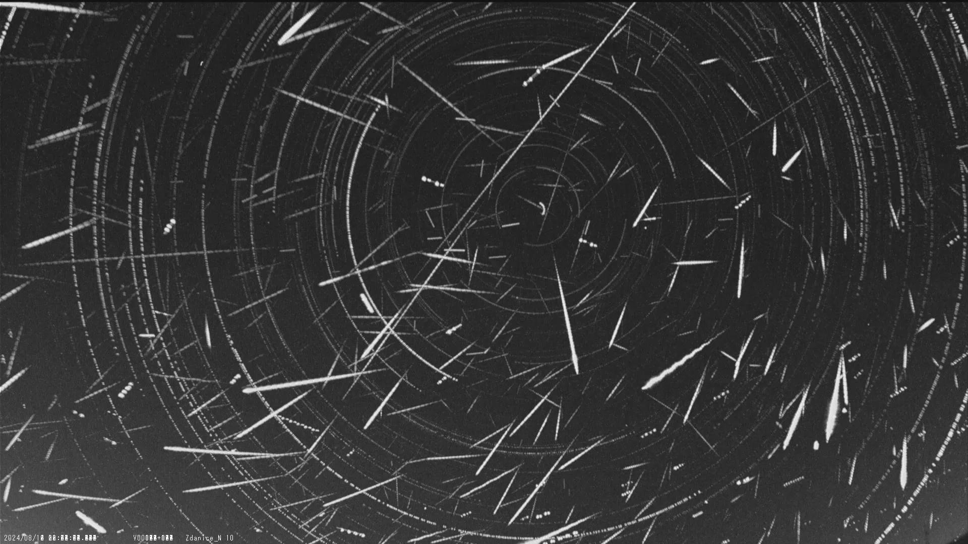 Perseid meteor shower composite image from Zdanice station showing 642 meteors